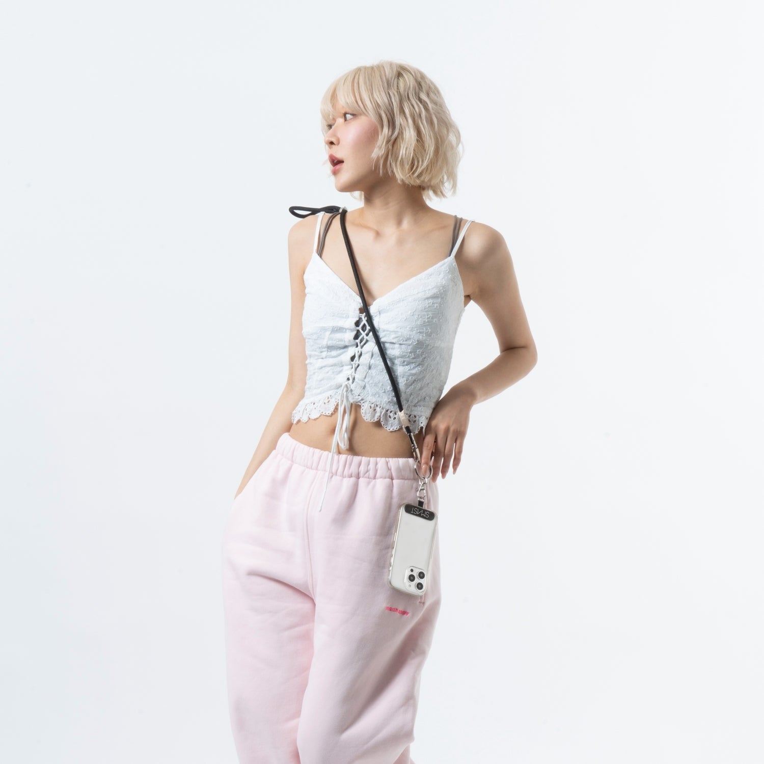SMAST GLITTER MOBILE STRAP/BLACK