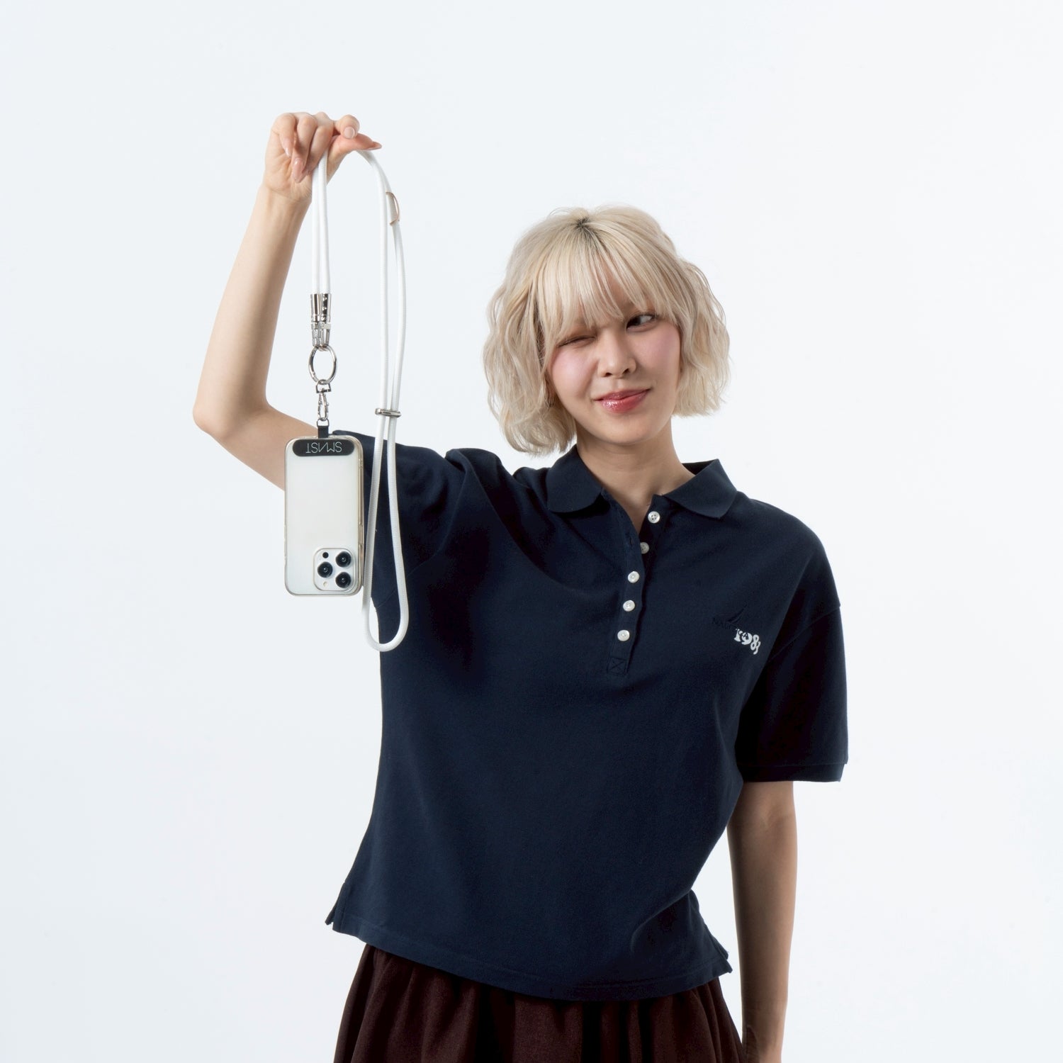 SMAST GLITTER MOBILE STRAP/AURORA WHITE