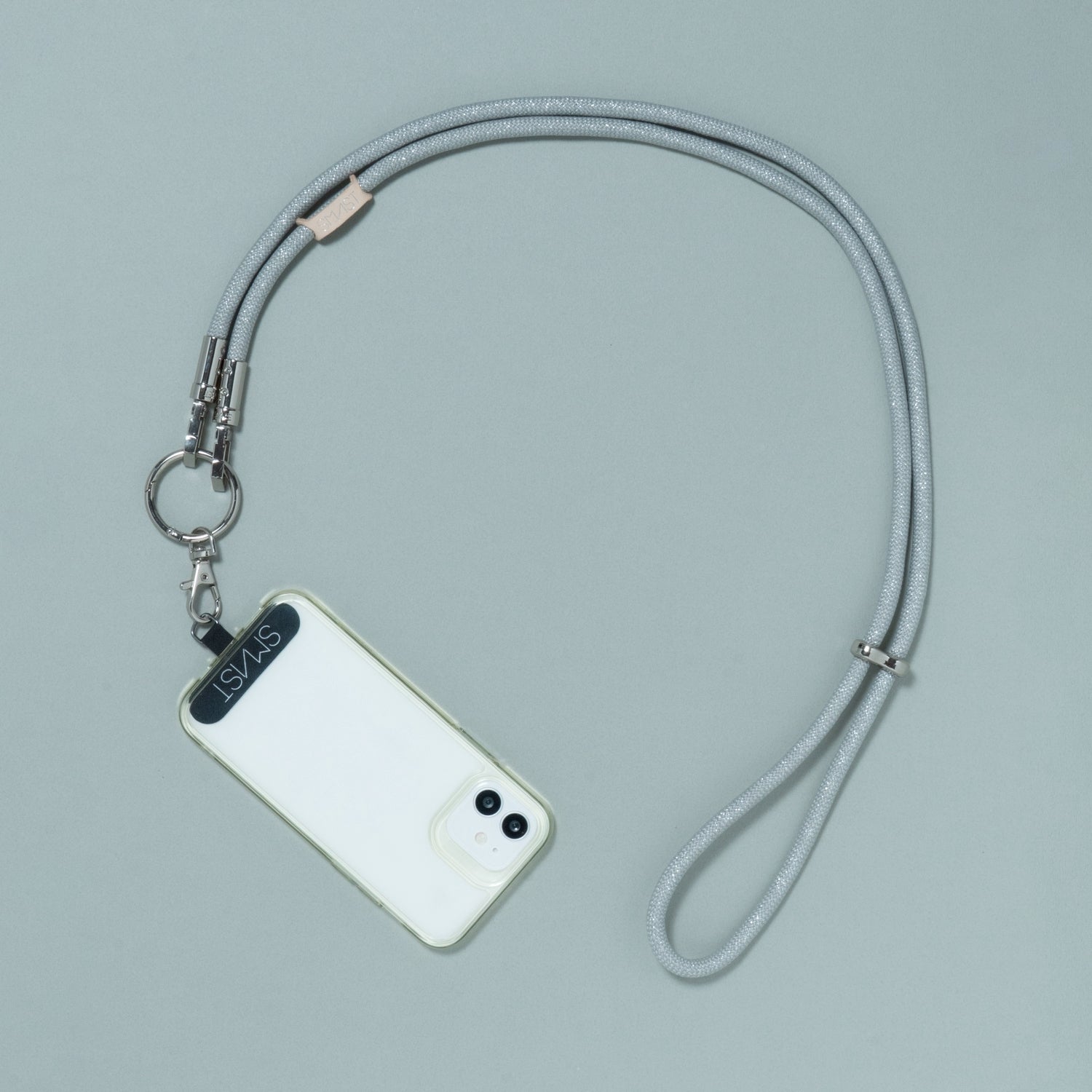 SMAST GLITTER MOBILE STRAP/SILVER